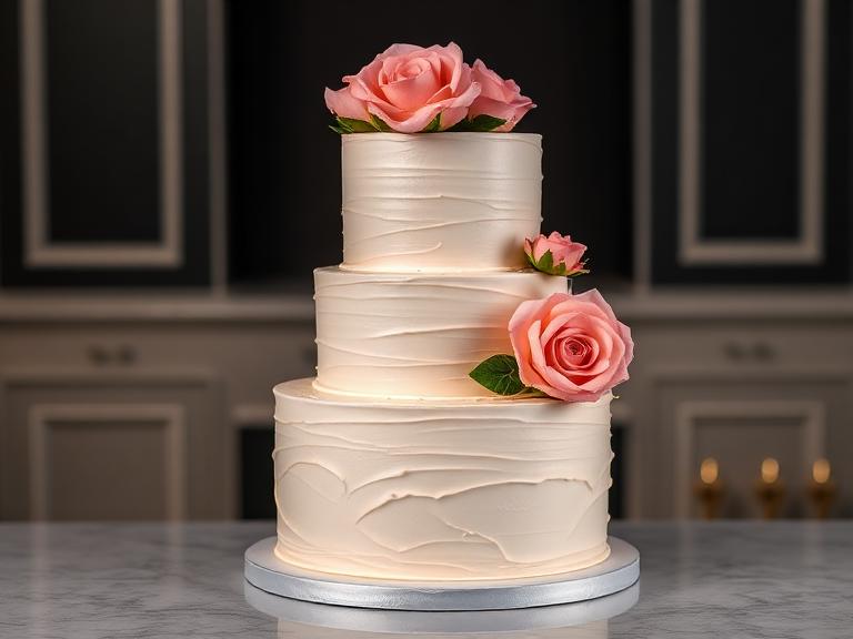 Ivory & Blush Wedding Tier — Wedding Cakes at Zim Zim Bakery