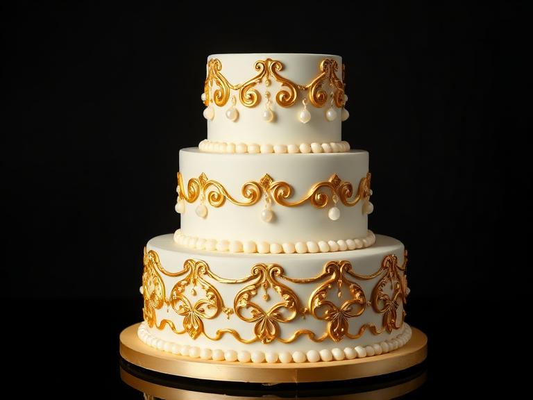 Royal Gold Nikah Cake — Wedding Cakes at Zim Zim Bakery