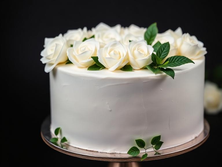 White Rose Floral Cake — Floral Cakes at Zim Zim Bakery